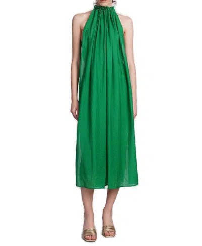 Cult Gaia Ree Ruched Sleeveless Midi Dress In Green