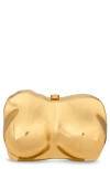 Cult Gaia Reina Structured Brass Clutch Bag In Brushed Brass