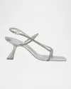 Cult Gaia Reina Rhinestone Metallic Leather Sandals In Transparent