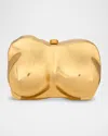 Cult Gaia Reina Structured Brass Clutch Bag In Brushed Brass