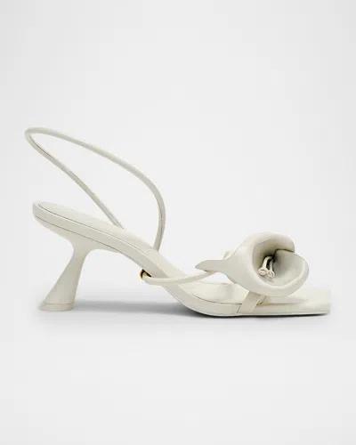 Cult Gaia Ria Calla Lily Leather Sandals In White
