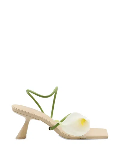 Cult Gaia Ria Flower-detail Heeled Sandals In White