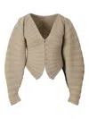 Cult Gaia Ribbed Button-up Cardigan In Brown