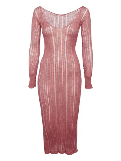 Pre-owned Cult Gaia Ribbed Midi Dress In Pink