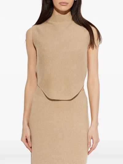 Cult Gaia Romma High-neck Knit Vest In Neutral