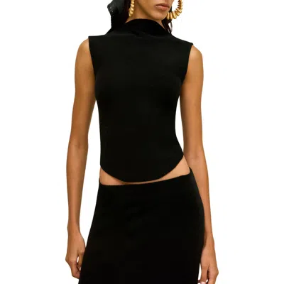 Cult Gaia Romma Mock Neck Top In Black