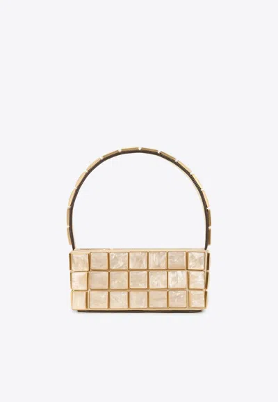 Cult Gaia Romy Pearlized Shoulder Bag In White