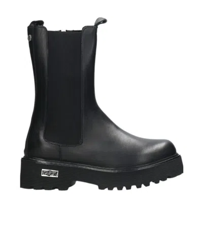 Cult Gaia Round Head Chelsea Boots In Black