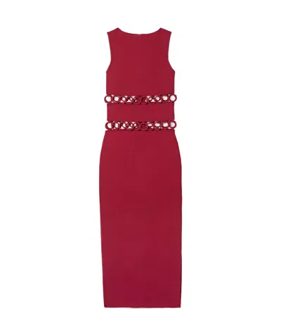 Cult Gaia River Cutout Embellished Stretch-knit Midi Dress In Burgundy