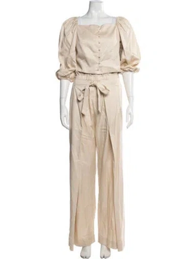 Pre-owned Cult Gaia Ruffle Embellishment Pant Set W/ Tags In Neutral