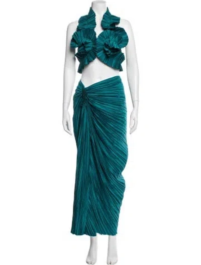 Pre-owned Cult Gaia Ruffle Embellishment Skirt Set In Blue