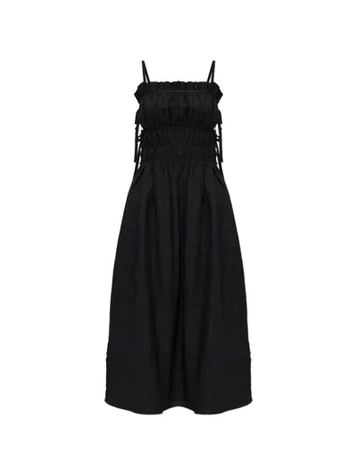Cult Gaia Ruffled Tie Midi Dress In Black
