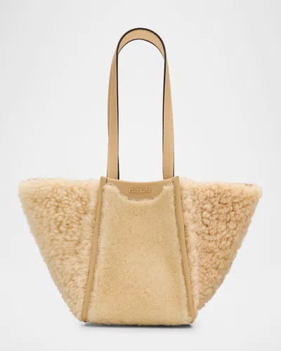 Cult Gaia Sadie Small Faux Fur Tote Bag In Natural