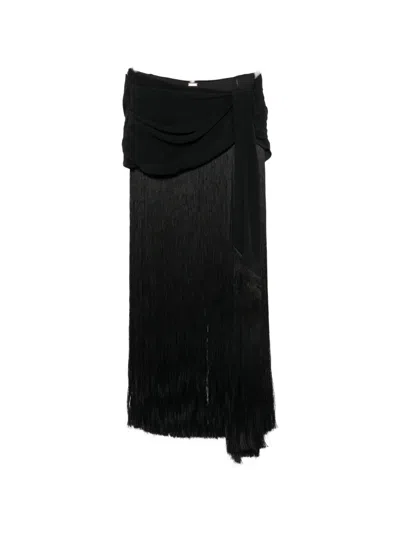 Cult Gaia Saman Fringe-trimmed Maxi Skirt In Black
