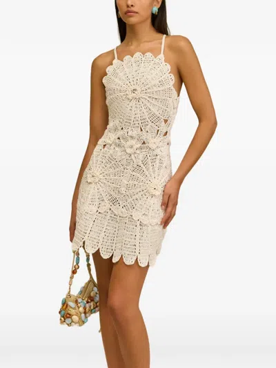Cult Gaia Samelia Crochet-knit Scalloped-edge Mini Dress In Neutral