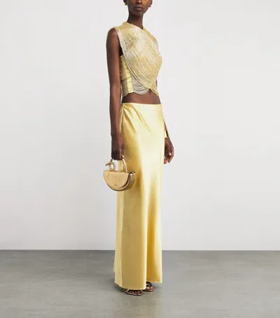 Cult Gaia Satin Chantel Maxi Skirt In Gold