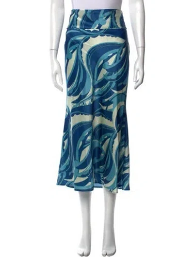 Pre-owned Cult Gaia Satin Long Skirt In Blue