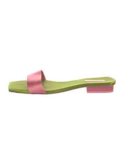 Pre-owned Cult Gaia Satin Slides In Green/pink