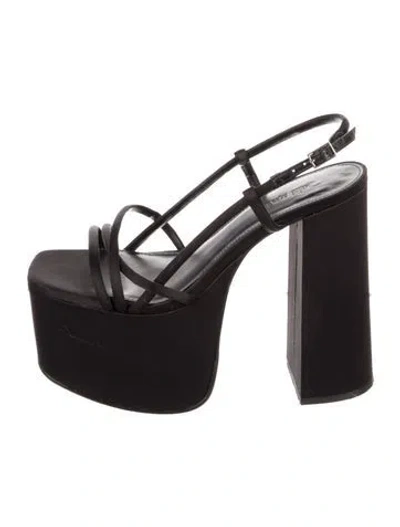 Pre-owned Cult Gaia Satin Slingback Sandals In Black