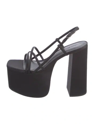 Pre-owned Cult Gaia Satin Slingback Sandals In Black