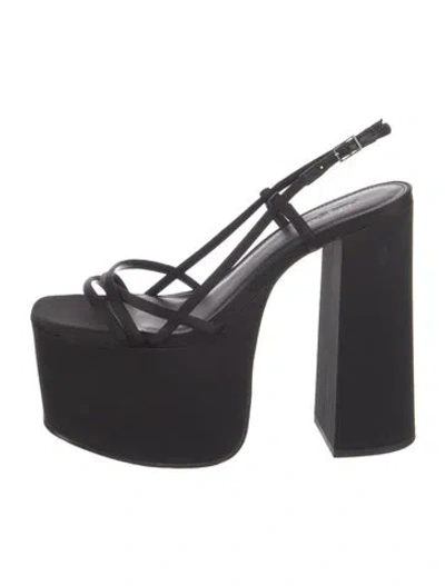 Pre-owned Cult Gaia Satin Slingback Sandals In Black