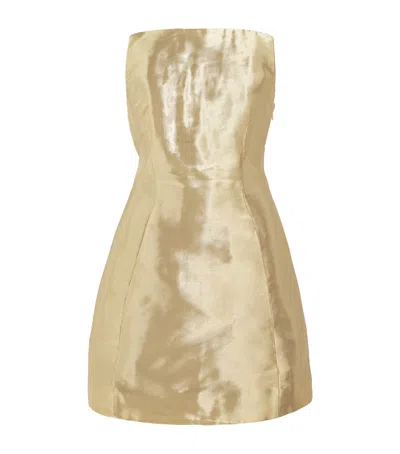 Cult Gaia Satin Strapless Wren Mini Dress In Brown