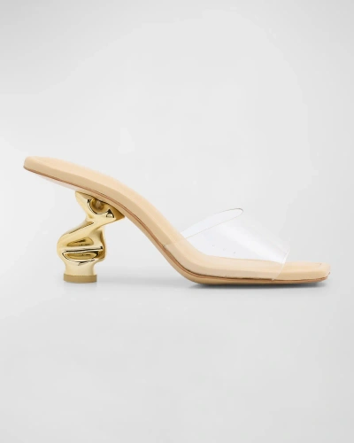 Cult Gaia Scrunch Clear Vinyl Mule Sandals In Natural