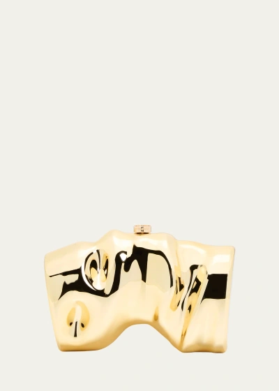 Cult Gaia Scrunch Clutch Bag In Shiny Gold/gold