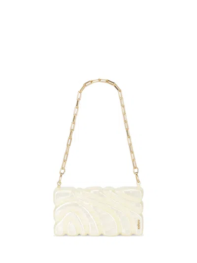 Cult Gaia Sculpted Chain Strap Handbag With Magnetic Closure In White