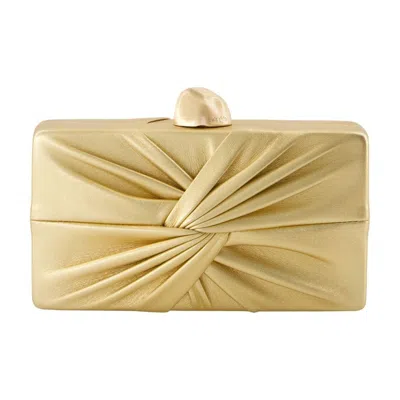 Cult Gaia Sculptural Gold Calfskin Lisse Clutch In Brown
