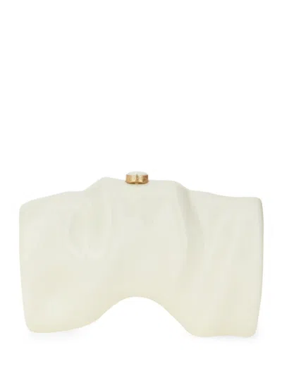 Cult Gaia Sculptural White Acrylic Clutch In Beige