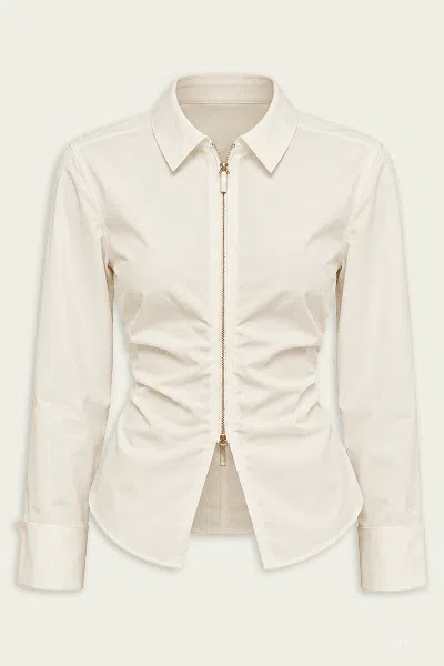 Cult Gaia Senne Ruched Shirt In White