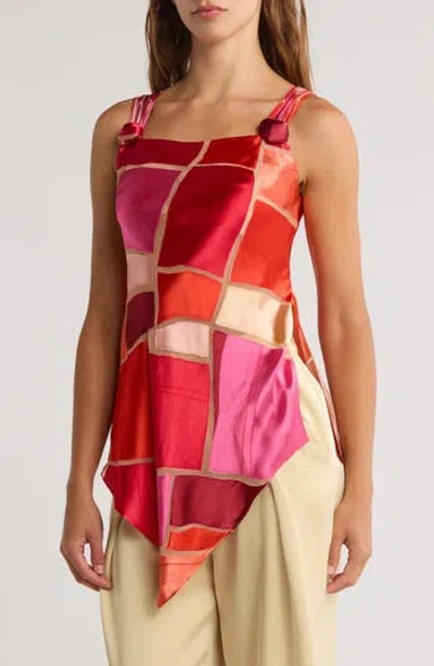 Cult Gaia Shalia Handkerchief Hem Top In Red