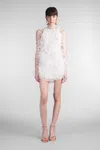 Cult Gaia Emi Feather Embellished Mini Dress In White