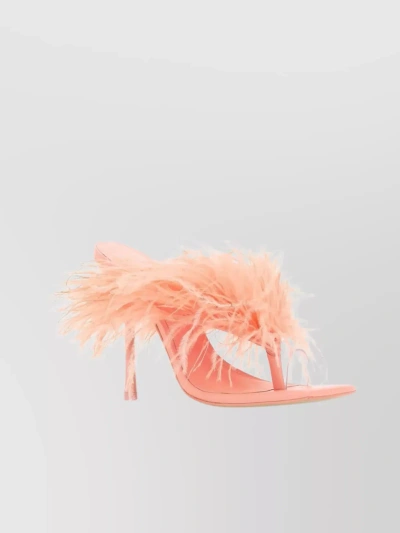 CULT GAIA SHANNON FEATHERED MULES WITH STILETTO HEEL