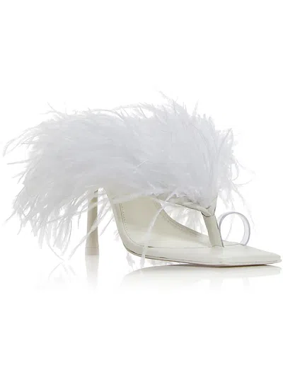 Cult Gaia Women's Shannon Ostrich Feather High Heel Thong Sandals In White