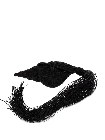 Cult Gaia Shell-shaped Tassel Clutch Bag In Black