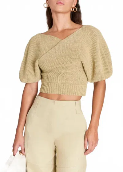 Cult Gaia Shelly Knit Sweater In Khaki In Animal Print