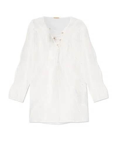 Cult Gaia Shemariah Wave-pattern Cover-up Dress In White