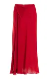 Cult Gaia Shera Twisted Silk Midi Skirt In Burgundy
