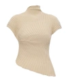 Cult Gaia Annemie Cotton Asymmetric Funnel Neck Knit Top In Nude
