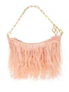 Cult Gaia Gia Feather Shoulder Bag Chain Detail In Pink
