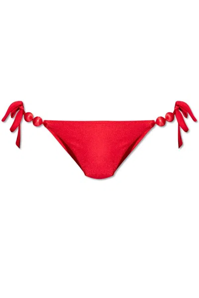 Cult Gaia Lace-up Swimsuit In Red