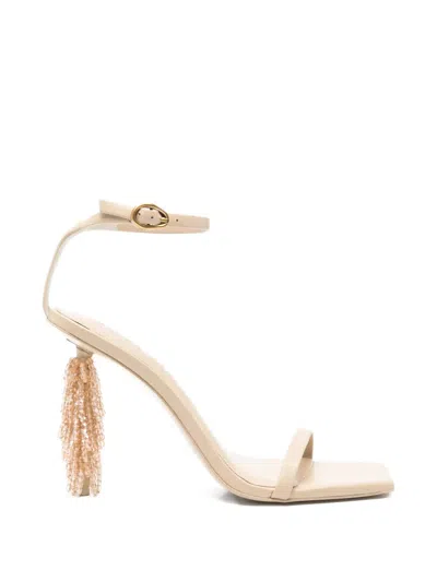 Cult Gaia Sienna Embellished-heel Leather Sandals In Neutral