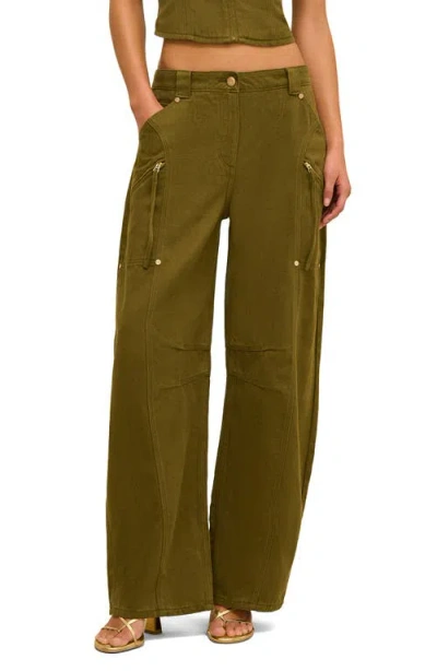 Cult Gaia Sigrid Twill Barrel Leg Pants In Green