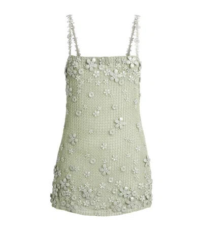 Cult Gaia Silk Florabelle Embellished Mini Dress In White