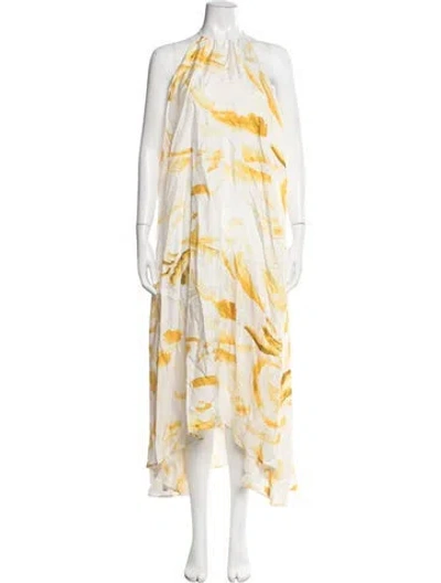Pre-owned Cult Gaia Silk Long Dress In Neutrals