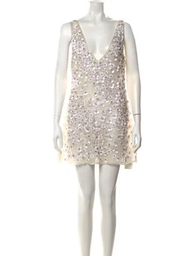 Pre-owned Cult Gaia Silk Mini Dress In Neutral