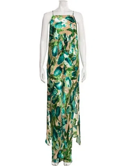 Pre-owned Cult Gaia Silk Printed Pant Set W/ Tags In Green