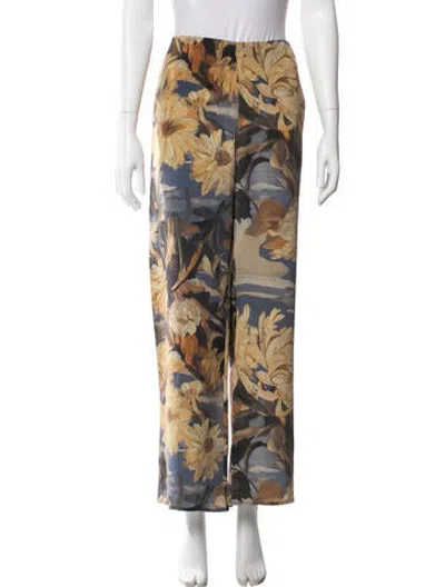Pre-owned Cult Gaia Silk Straight Leg Pants In Multicolor